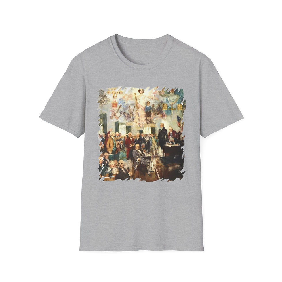 Thumbnail: Wearable Art T-Shirt — Signing the Constitution Patriotic Vintage Unisex Art Tee