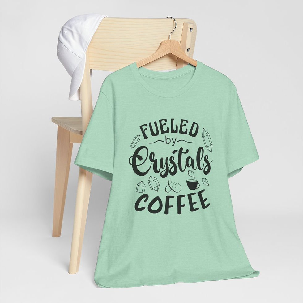 Thumbnail: Crystal Lover T-Shirt Fueled By Crystals & Coffee Fun Art Tee Expressive Gifts