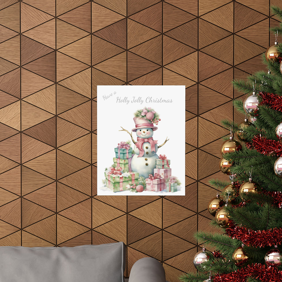 Thumbnail: Shabby Chic Snowman Art Print Holly Jolly Christmas Decor Pastel Colors