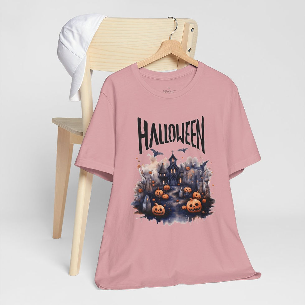 Thumbnail: Halloween T-Shirt Spooky Haunted House Art Fall Apparel Trendy Gift