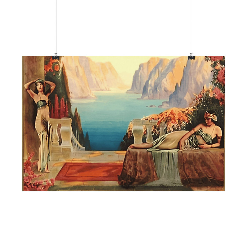 Thumbnail: Watercolor Print Art Deco Women Mountains Lake Flowers Atkinson Fox Style print