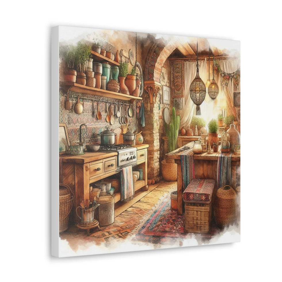 Thumbnail: BOHO Kitchen Canvas Art Print Rustic Farmhouse Cottage Kitchen Decor
