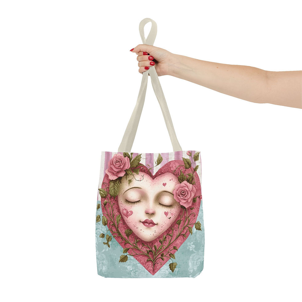 Thumbnail: Artistic Celestial Tote Bag Boho Heart Art Shabby Pink Trendy Expressive Gift