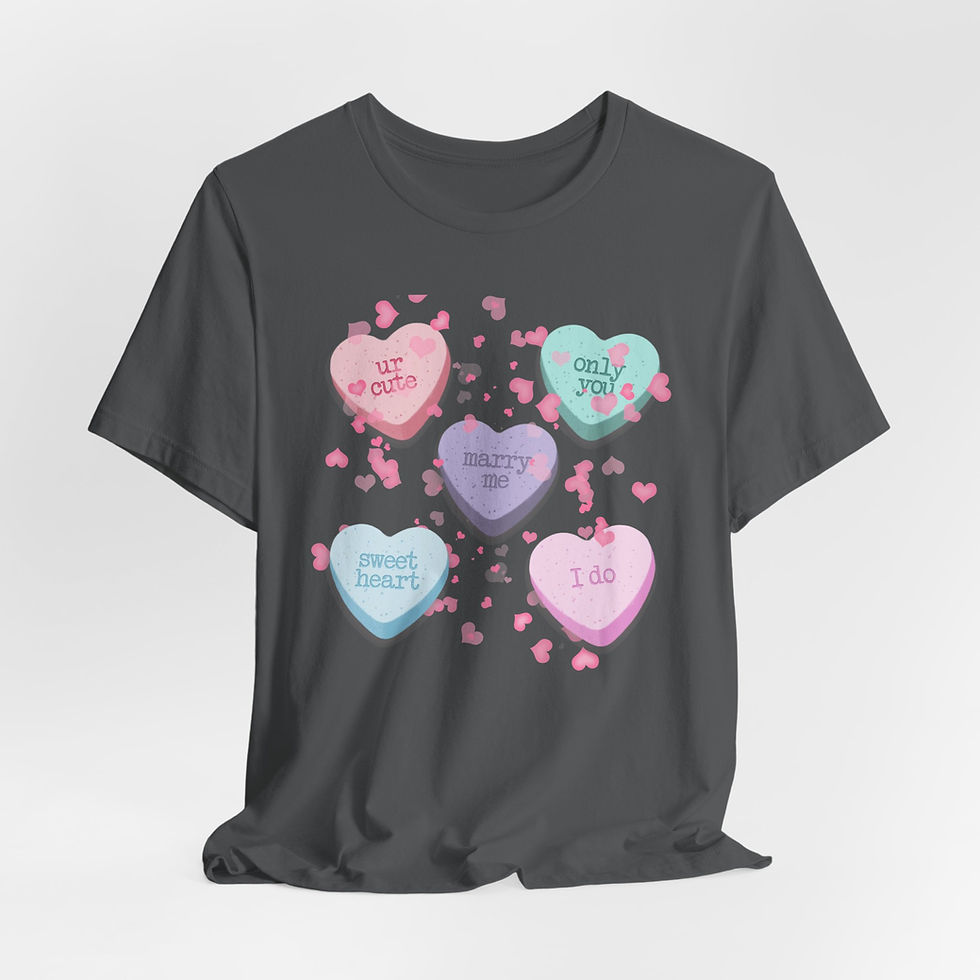 Thumbnail: Retro Valentine's Day T-Shirt Pastel Candy Hearts Artistic Gift Shabby Love Tee