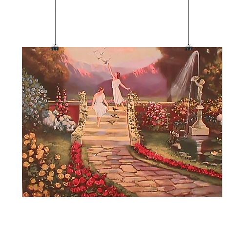 Watercolor Print Art Deco Women Garden Mountains Robert Atkinson Fox Style Decor