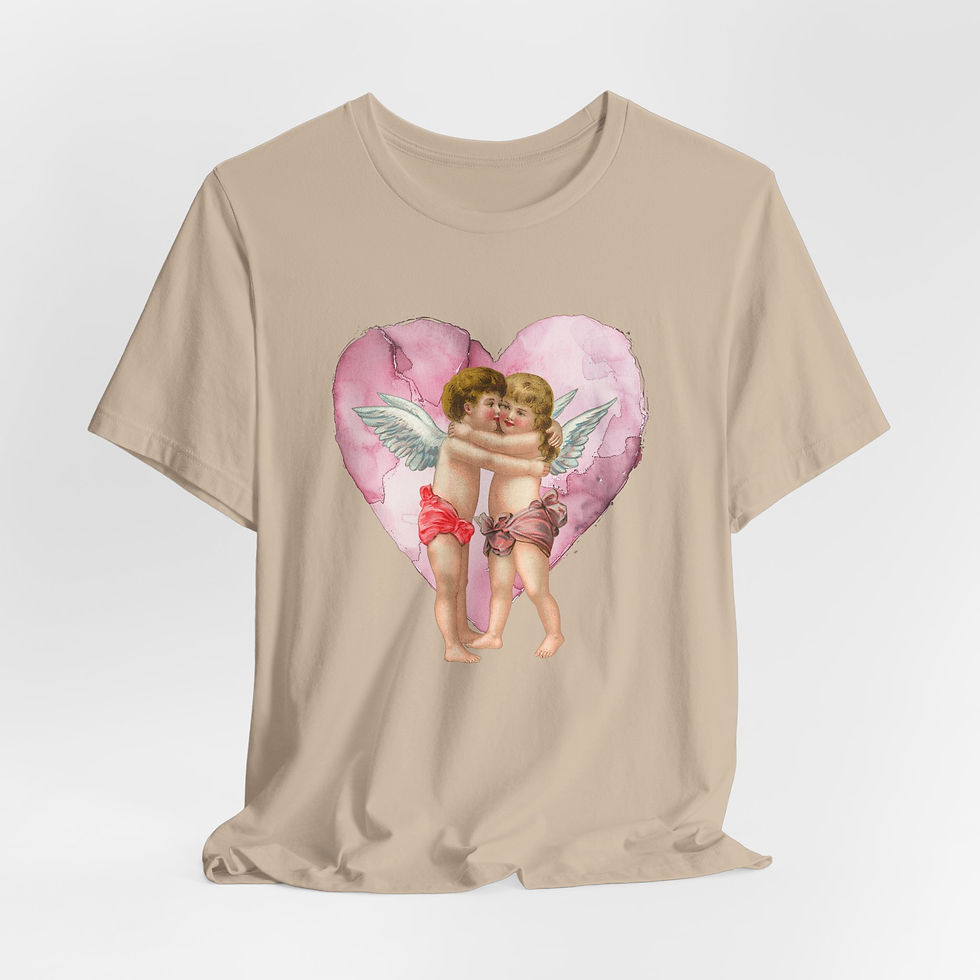 Thumbnail: Vintage Cherub T-Shirt Cupid Heart Artistic Gift Shabby Valentine's Day Tee