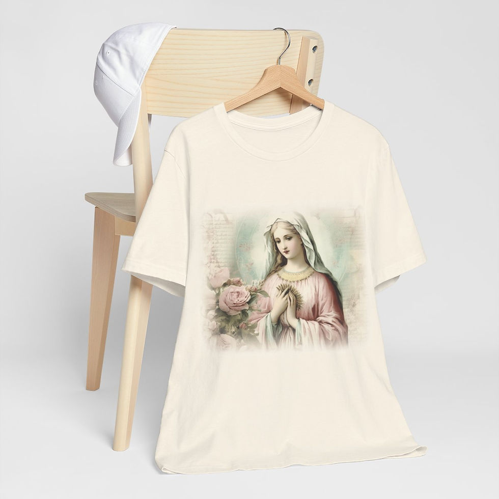 Thumbnail: Shabby Religious Faith T-Shirt Virgin Mary Art Tee Vintage Style Catholic Gifts