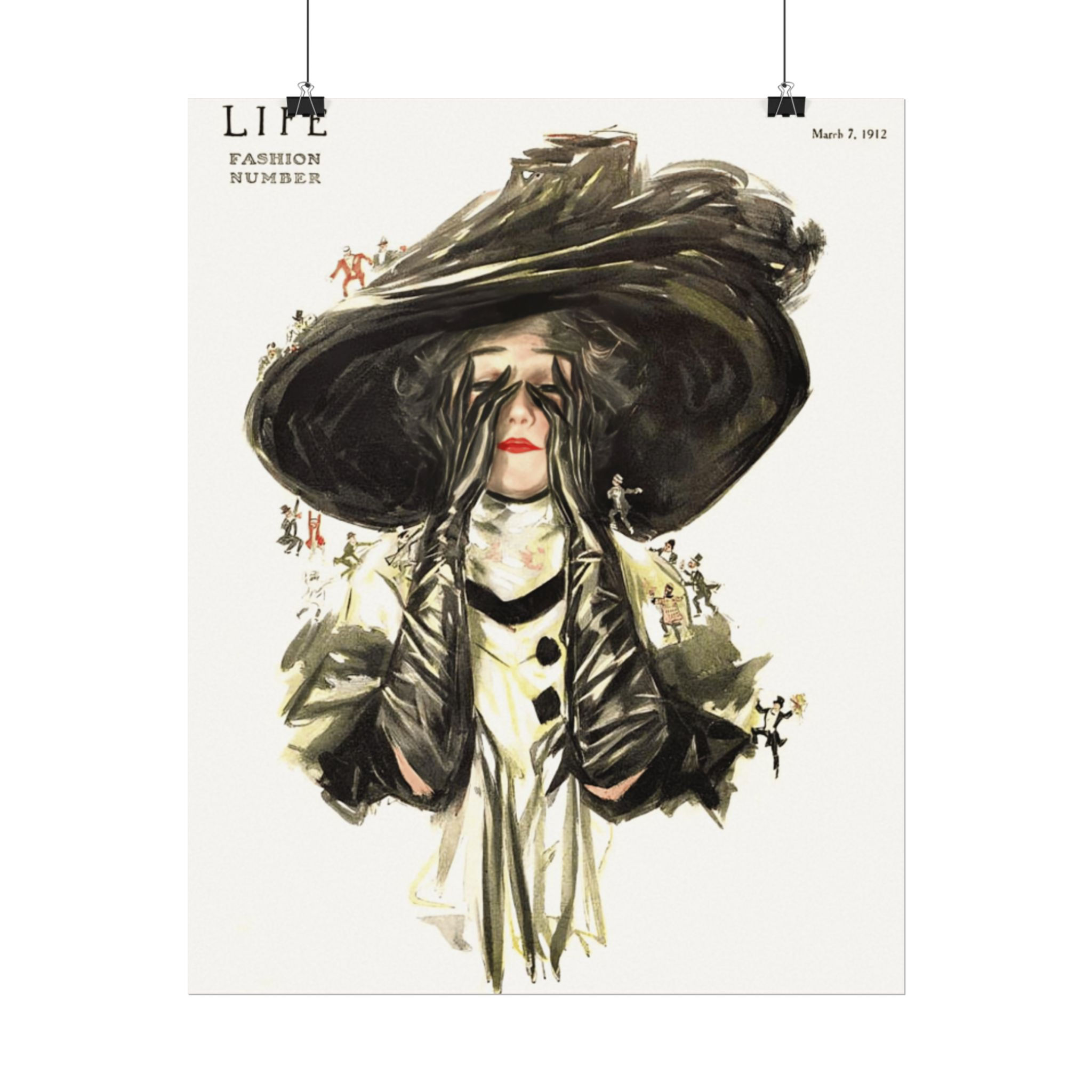 Shabby Fashion Art Victorian Women Big Hat Vintage Henry Hutt Giclee Print 