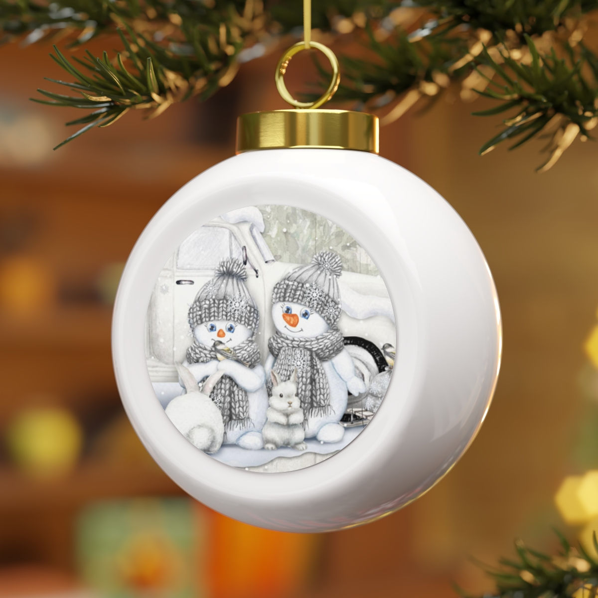 Snowman Christmas Ornament Shabby Farmhouse Christmas Decor