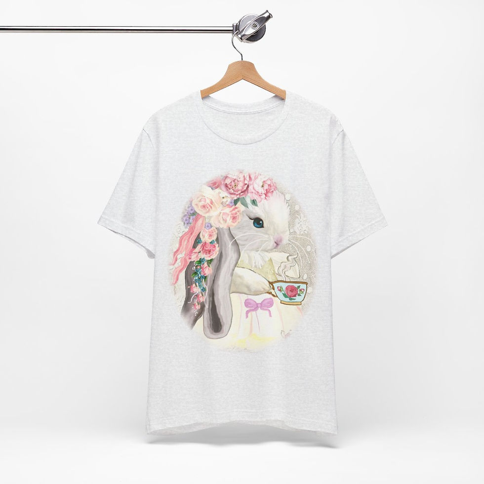 Thumbnail: Shabby T-Shirt Bunny having Tea Pink Roses Chic Art Tee Artistic Apparel & Gifts