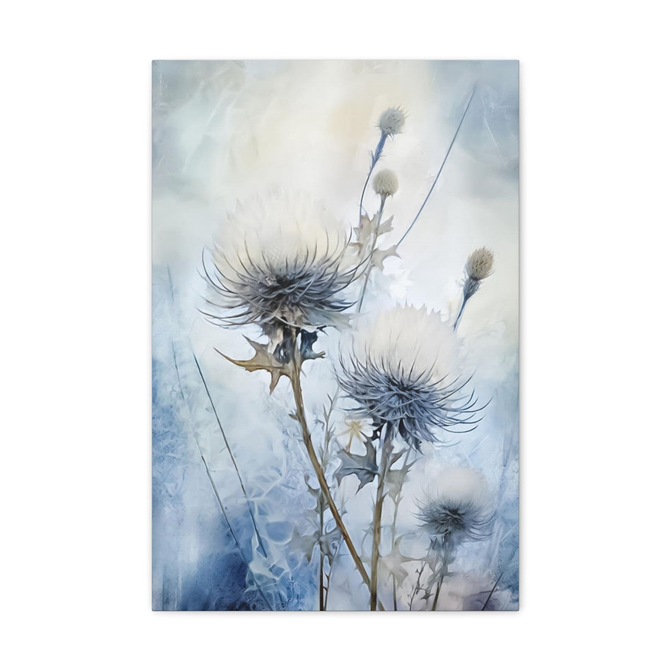 Thumbnail: Artistic French Country Canvas Art Decor Serene White Flower Pastel Canvas Print