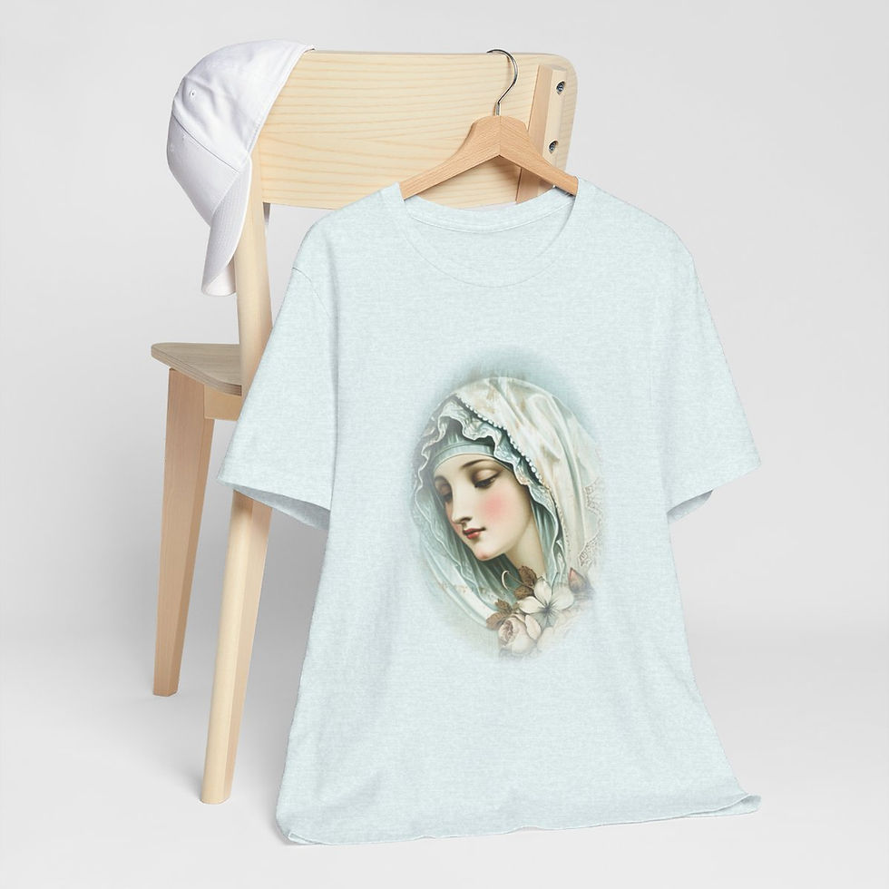 Thumbnail: Shabby Virgin Mary T-Shirt Religious Faith Art Tee Ave Maria Catholic Gifts