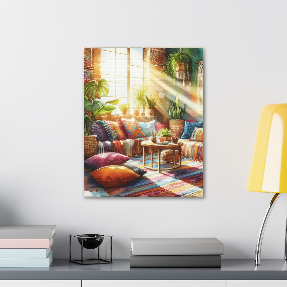 Thumbnail: Boho Canvas Art Sun filled Bohemian Room Colorful Artistic Wall Decor