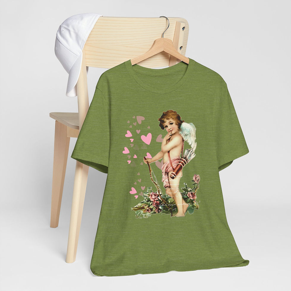 Thumbnail: Vintage Cupid T-Shirt Cherub Hearts Artistic Gift Shabby Valentine's Day Tee