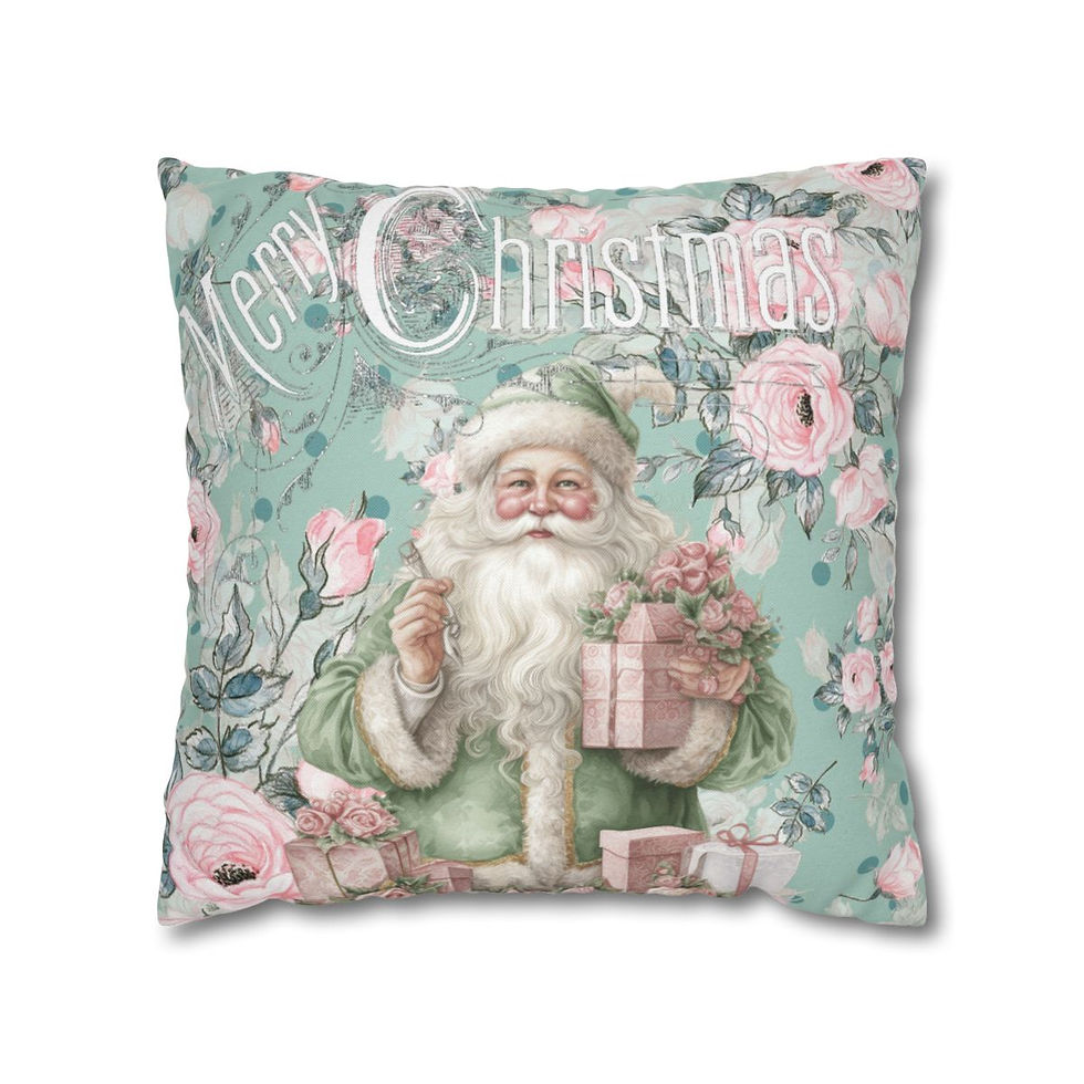 Thumbnail: Shabby Victorian Santa Claus Christmas Decor Throw Pillow Cover French Cottage 