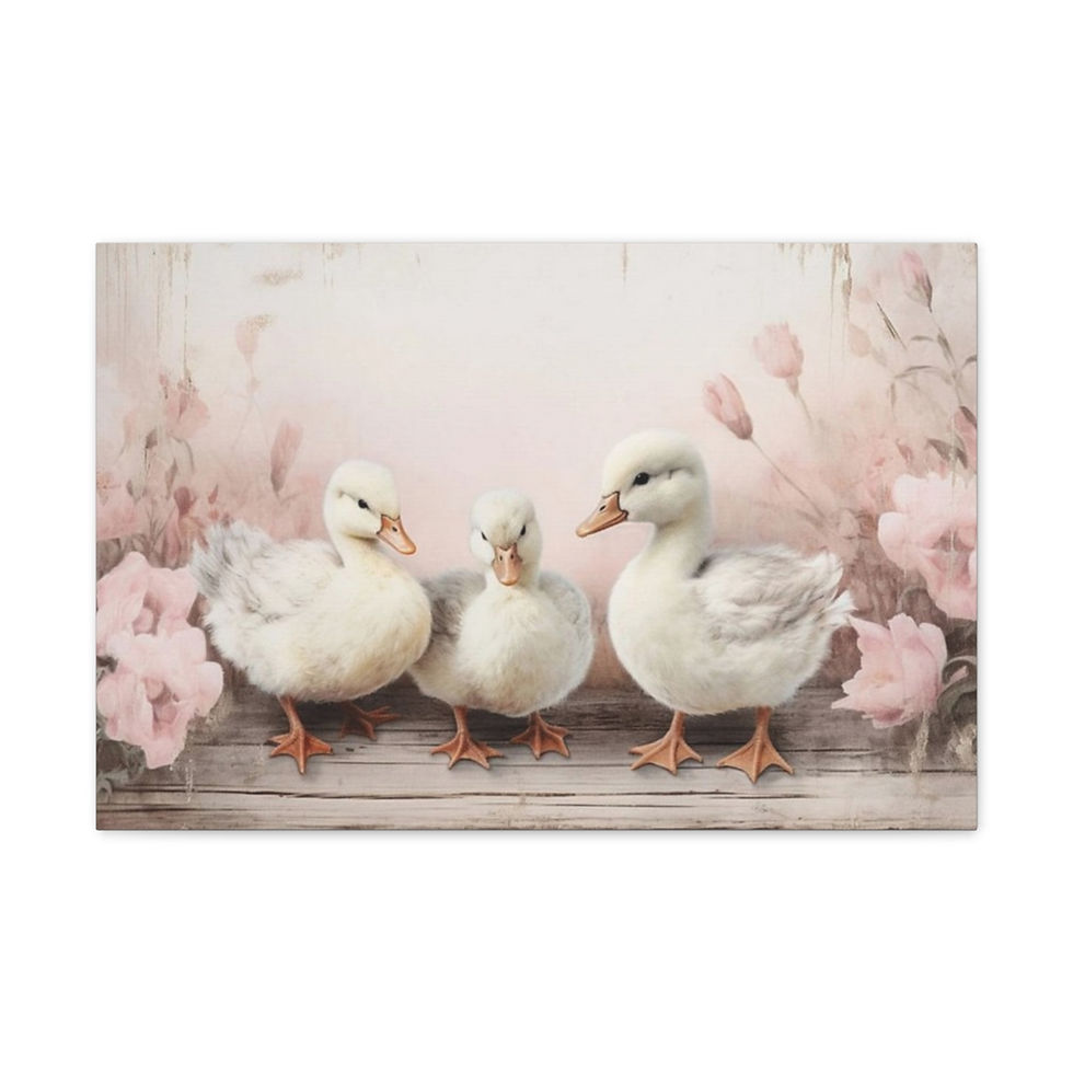 Thumbnail: Shabby French Country Decor Canvas Art Vintage Farmhouse Cottage Ducks Flowers