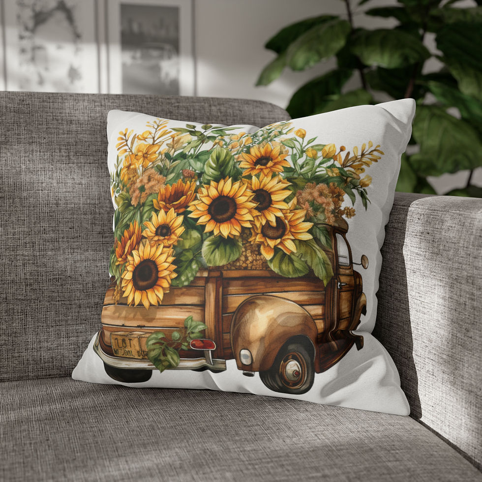 Thumbnail: Fall Decor Country Farmhouse Throw Pillow cover Shabby Pick up Truck w/ flowers