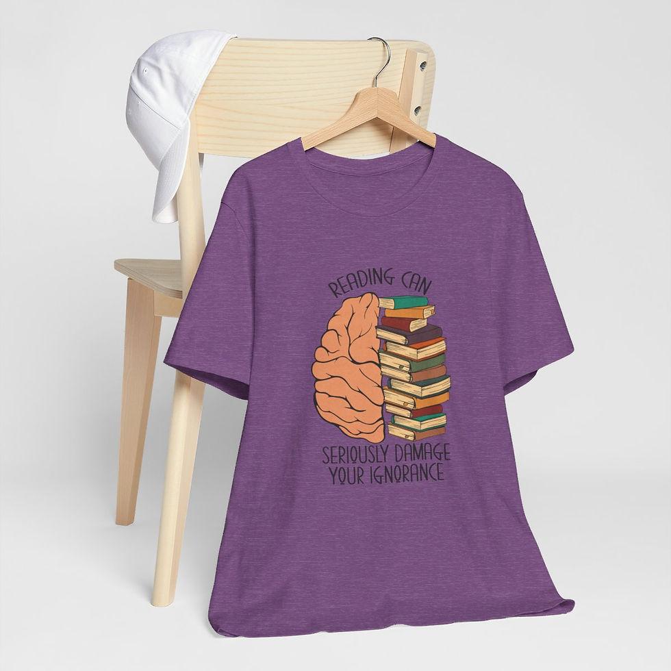 Thumbnail: Book T-Shirt Reading can Damage Your Ignorance Expressive Art Apparel Fun Gifts