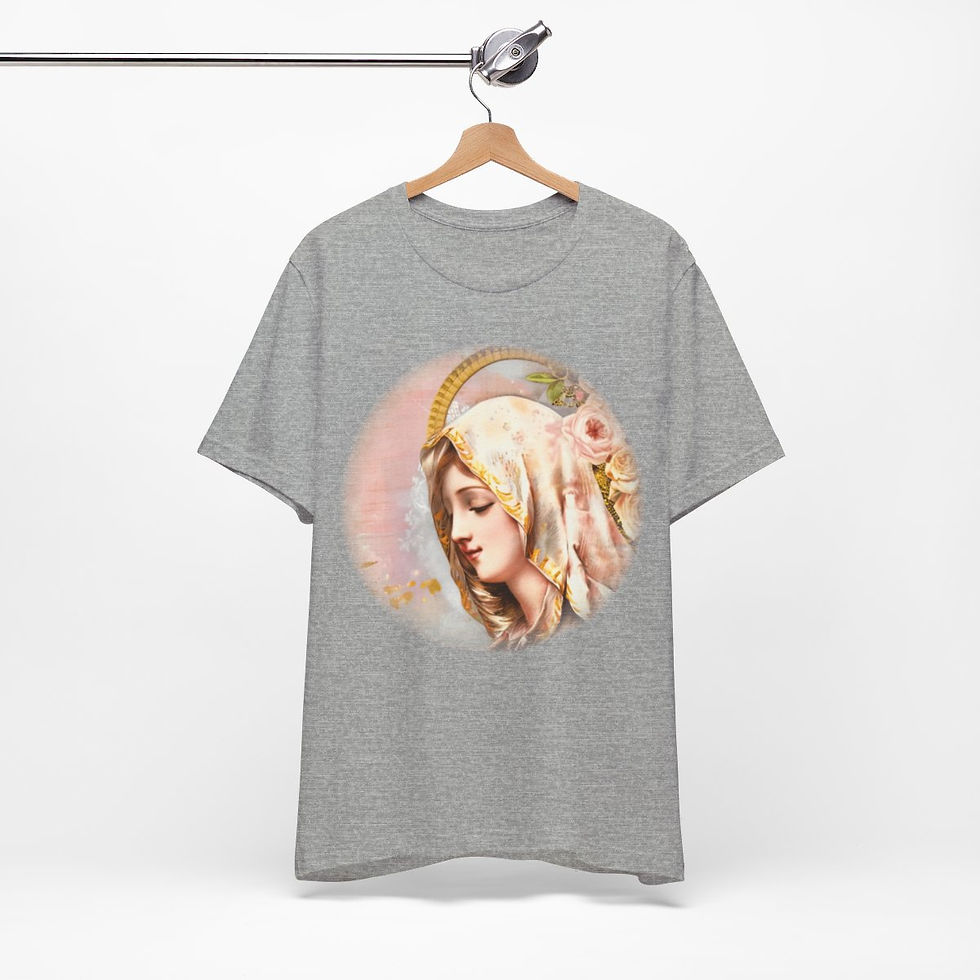 Thumbnail: Shabby Virgin Mary T-Shirt Ave Maria Religious Faith Art Tee Catholic Gifts