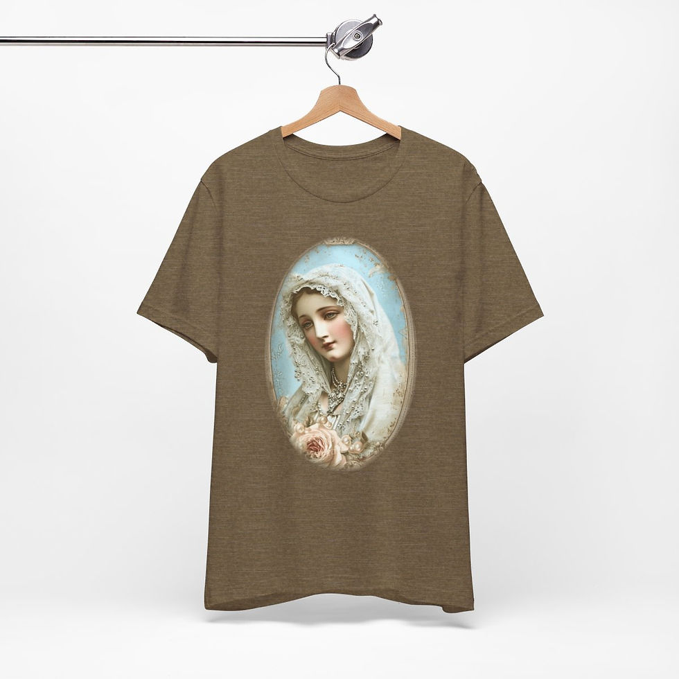 Thumbnail: Shabby Virgin Mary T-Shirt Ave Maria Religious Faith Art Tee Catholic Gifts