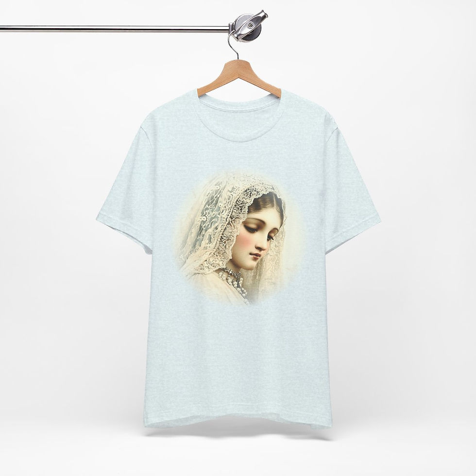 Thumbnail: Shabby Virgin Mary T-Shirt Ave Maria Religious Faith Art Tee Catholic Gifts