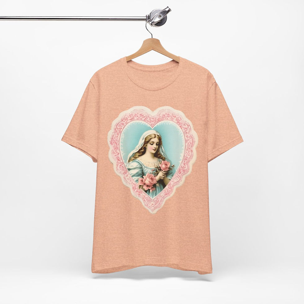Thumbnail: Shabby Virgin Mary T-Shirt Religious Faith Pastel Art Tee Vintage Catholic Gifts