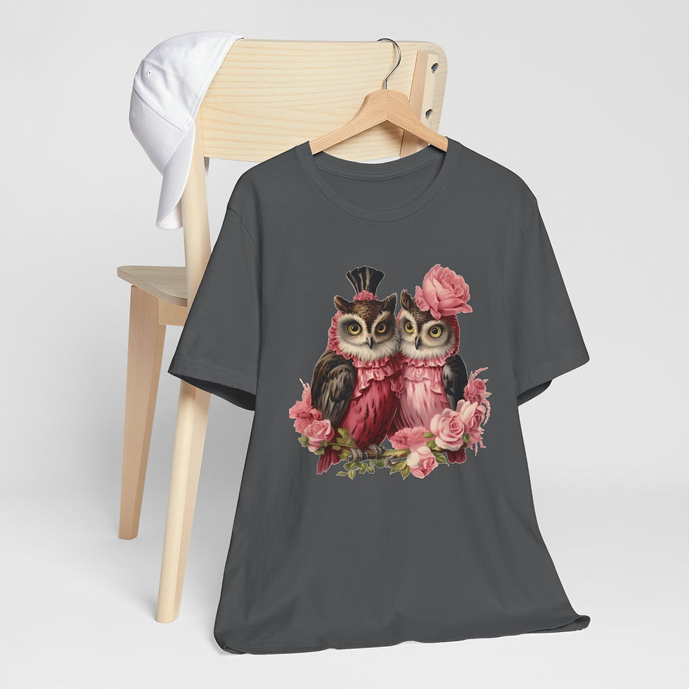 Thumbnail: Owl Couple T-Shirt Roses and Romance Valentine's Day Artistic Owl Lover Gift 