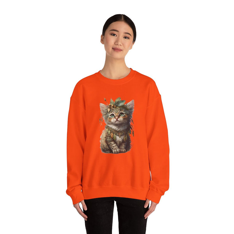 Thumbnail: BOHO Kitten Sweatshirt Wearable Art Cat Lover Gifts Fall Apparel 