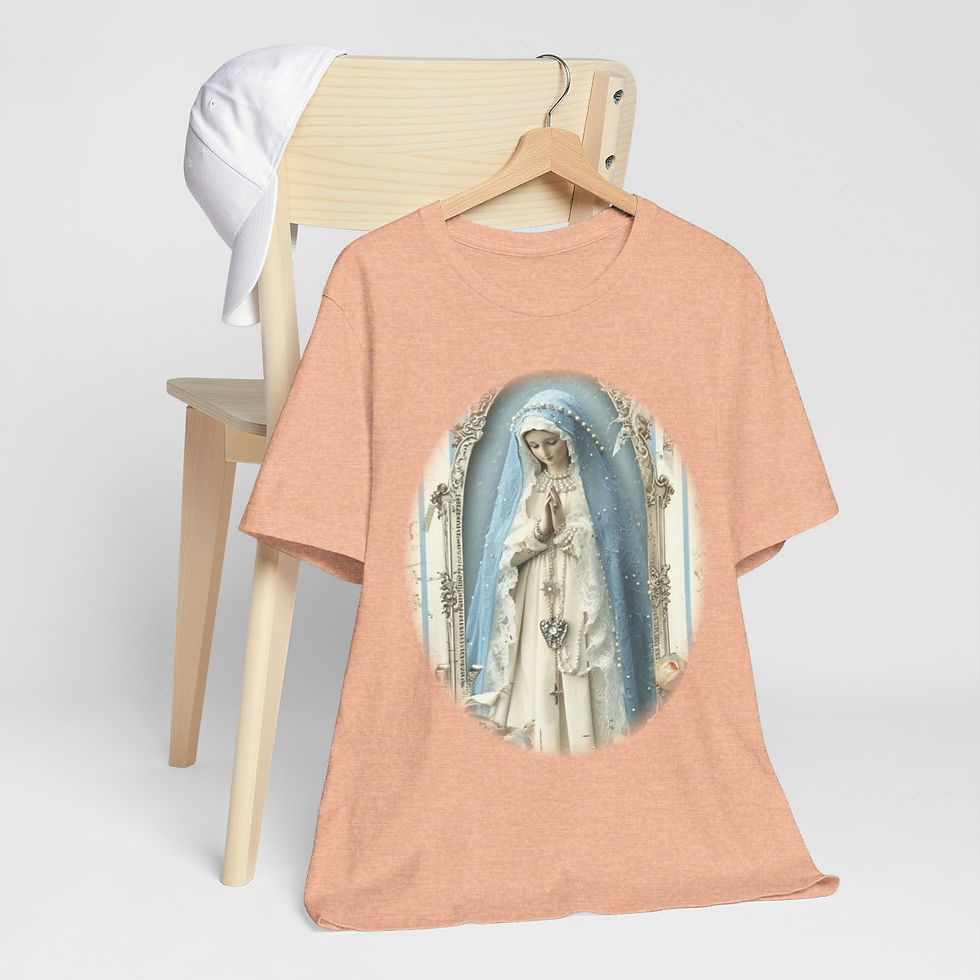 Thumbnail: Shabby Virgin Mary T-Shirt Ave Maria Religious Faith Art Tee Catholic Gifts
