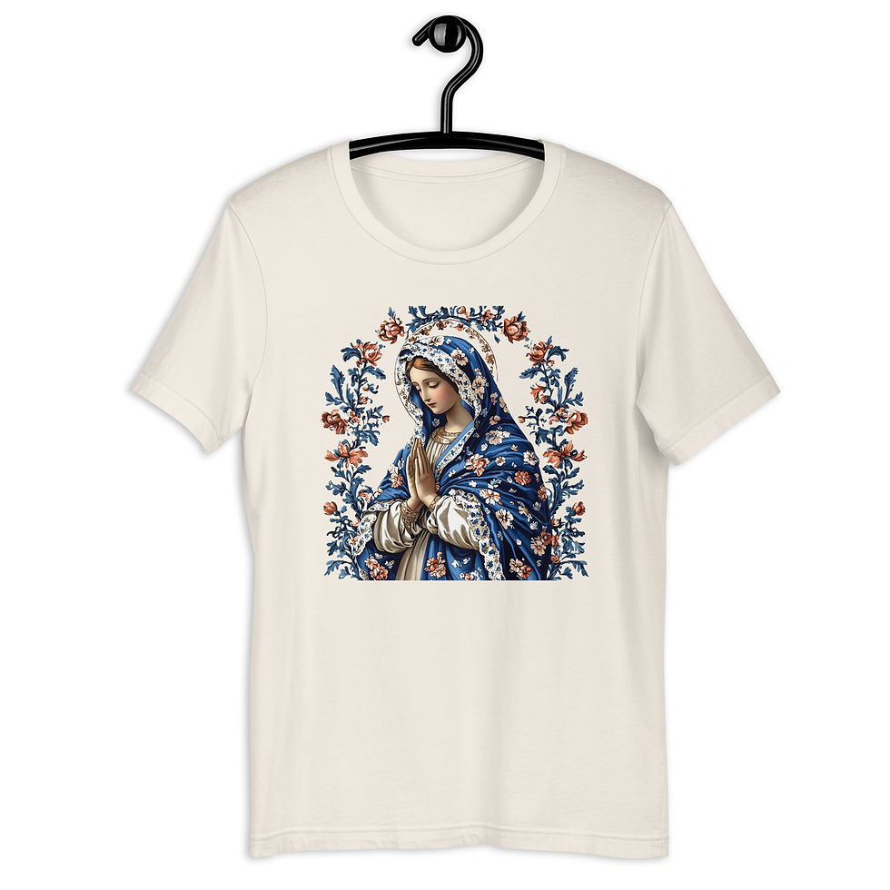 Thumbnail: Artistic Virgin Mary T-Shirt Catholic Faith Wearable Art French Mother Mary Tee
