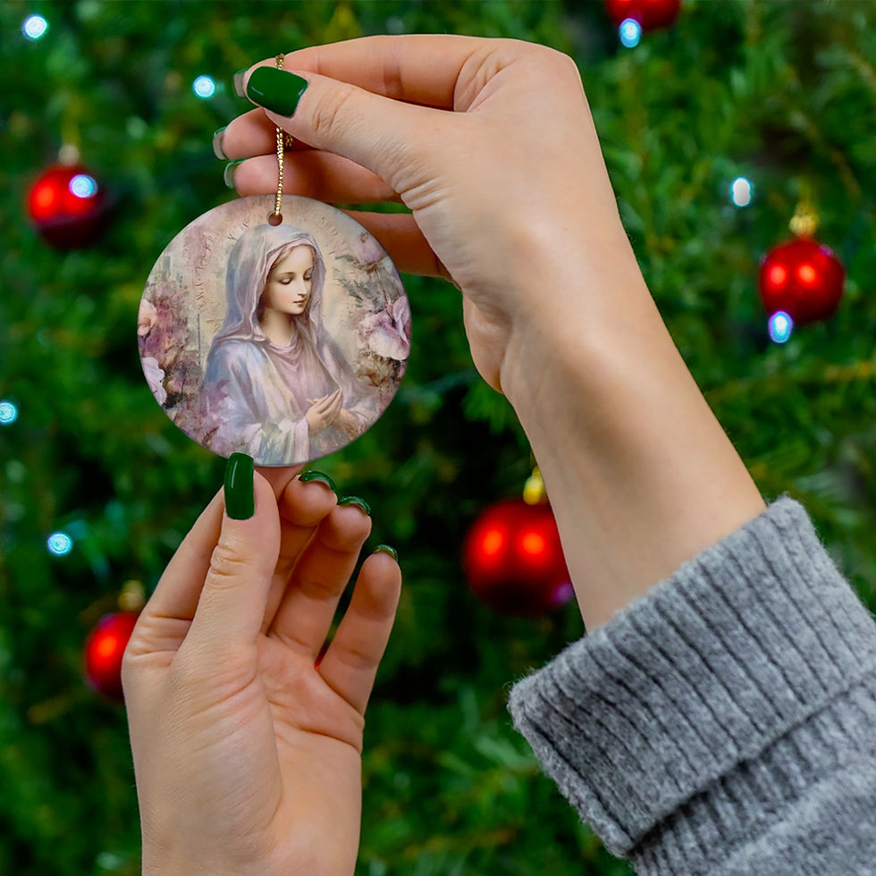 Thumbnail: Shabby Virgin Mary Ornament Lavender Cottage Christmas Decor Catholic Gifts