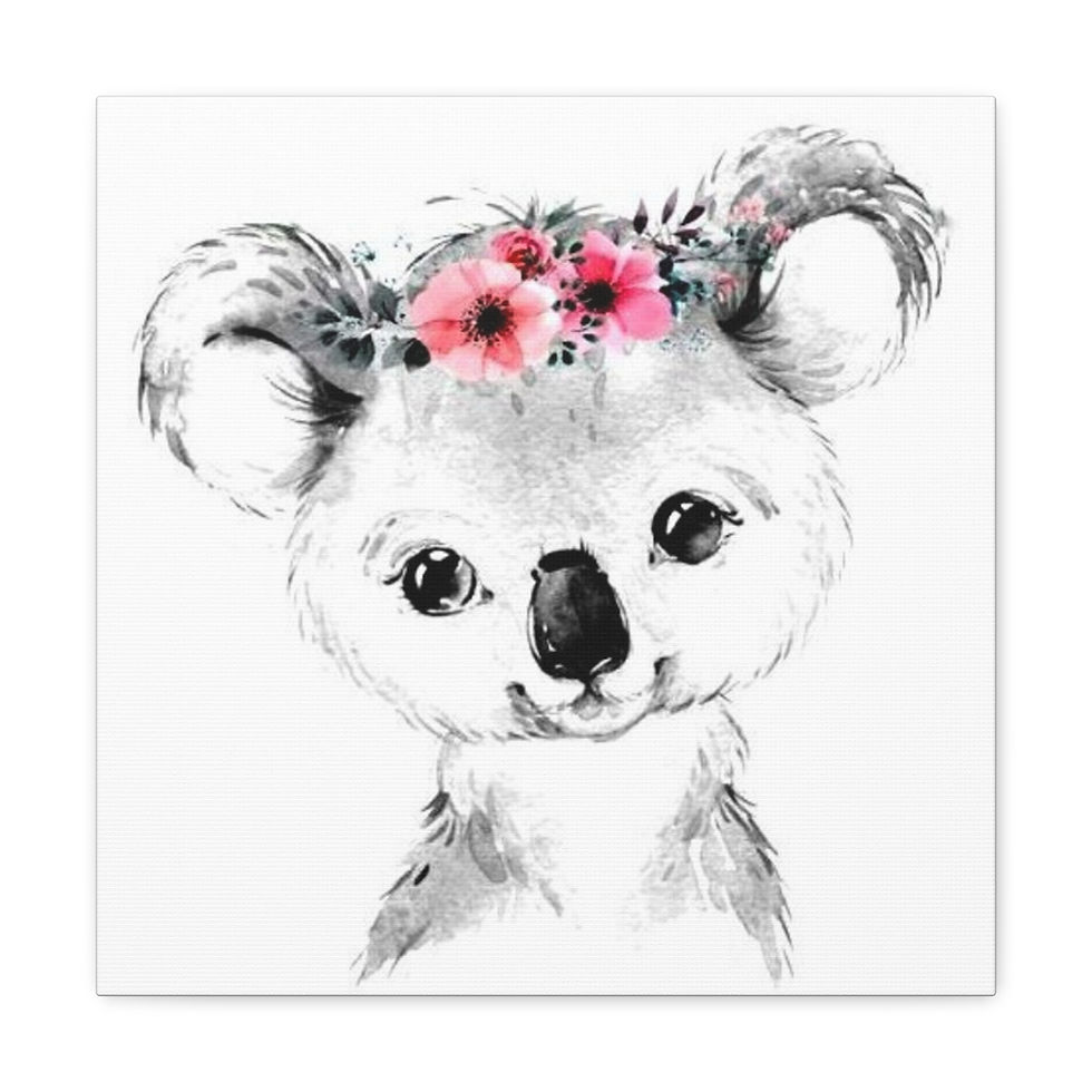 Thumbnail: Nursery Canvas Art Watercolor Print Koala Bear w/ Flowers Children's room Decor