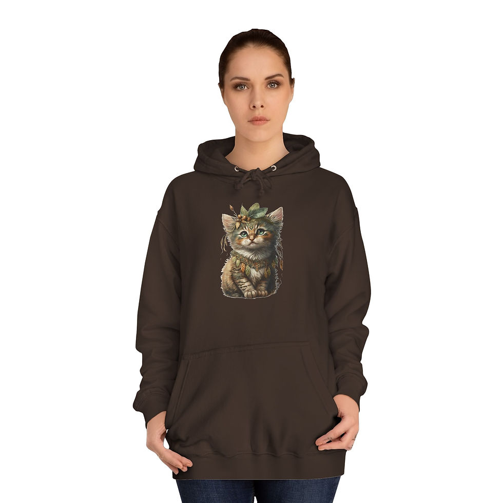 Thumbnail: Boho Cat Hoodie Cozy Kitten Art Sweatshirt w/Pockets Cat Lover Gift