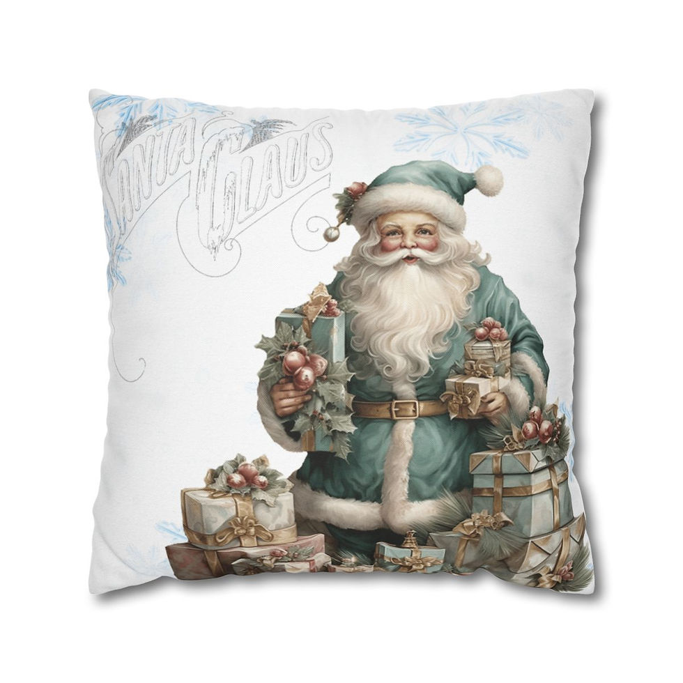 Thumbnail: Shabby Victorian Santa Claus Christmas Decor Throw Pillow Cover French Cottage 