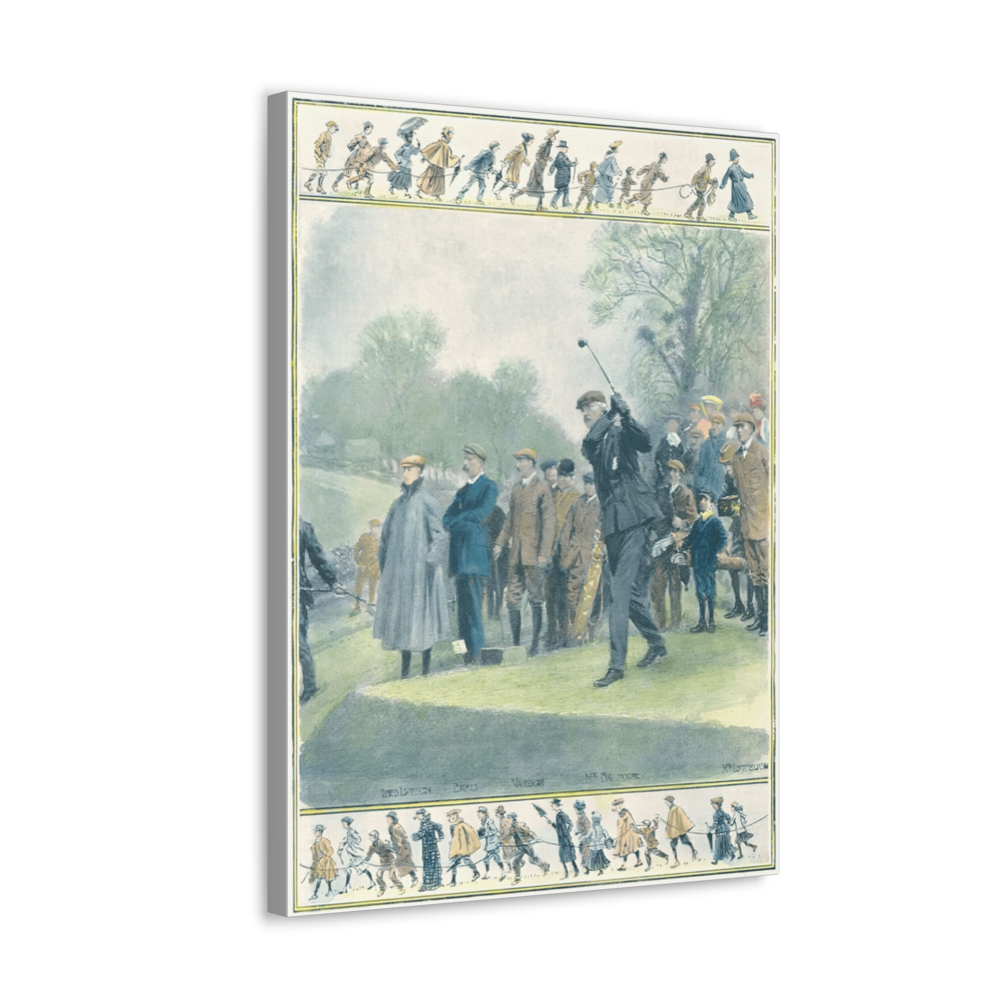 Vintage Golf Art Canvas Antique Golfers Men Golfing Wall Decor Golf Lover Print