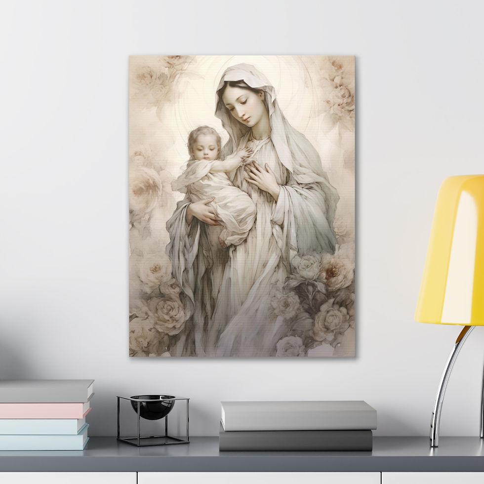 Thumbnail: Virgin Mary Canvas Art Madonna and Child Pastel French Country Religious Decor