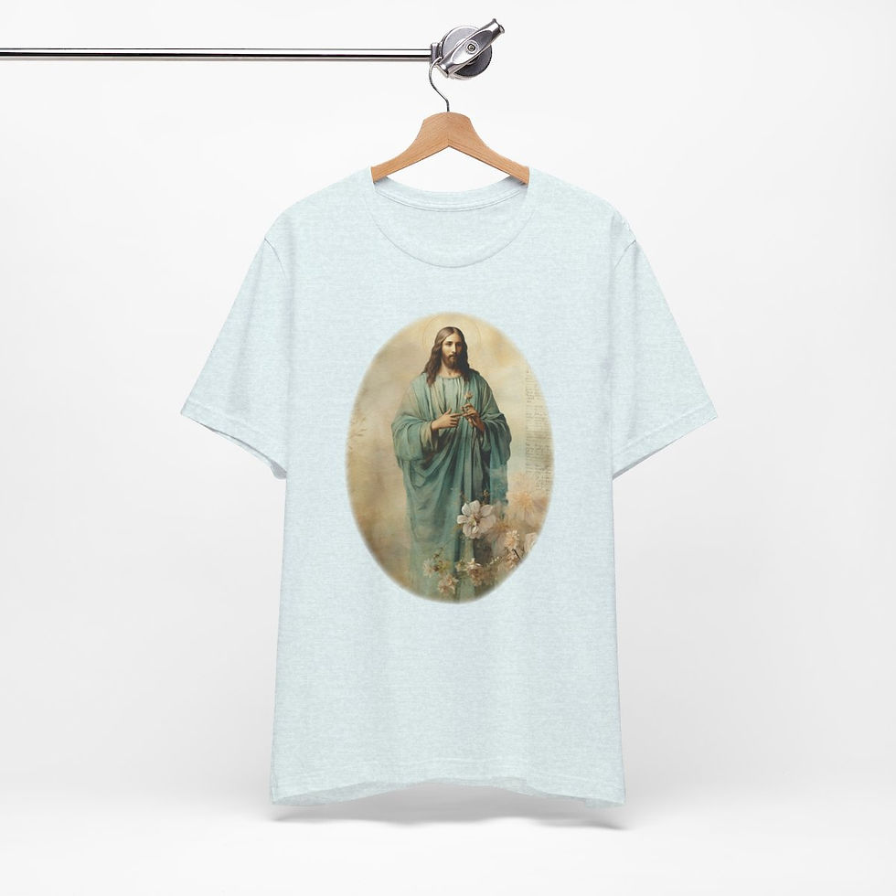Thumbnail: Christian T-Shirt Shabby French Jesus Christ Faith Art Tee Catholic Gifts