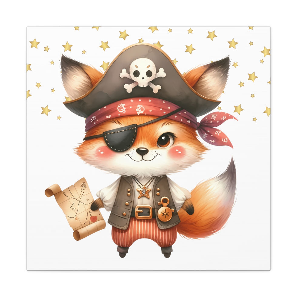 Thumbnail: Artistic Nursery Decor Canvas Art Pirate Fox Canvas Print Boys Decor