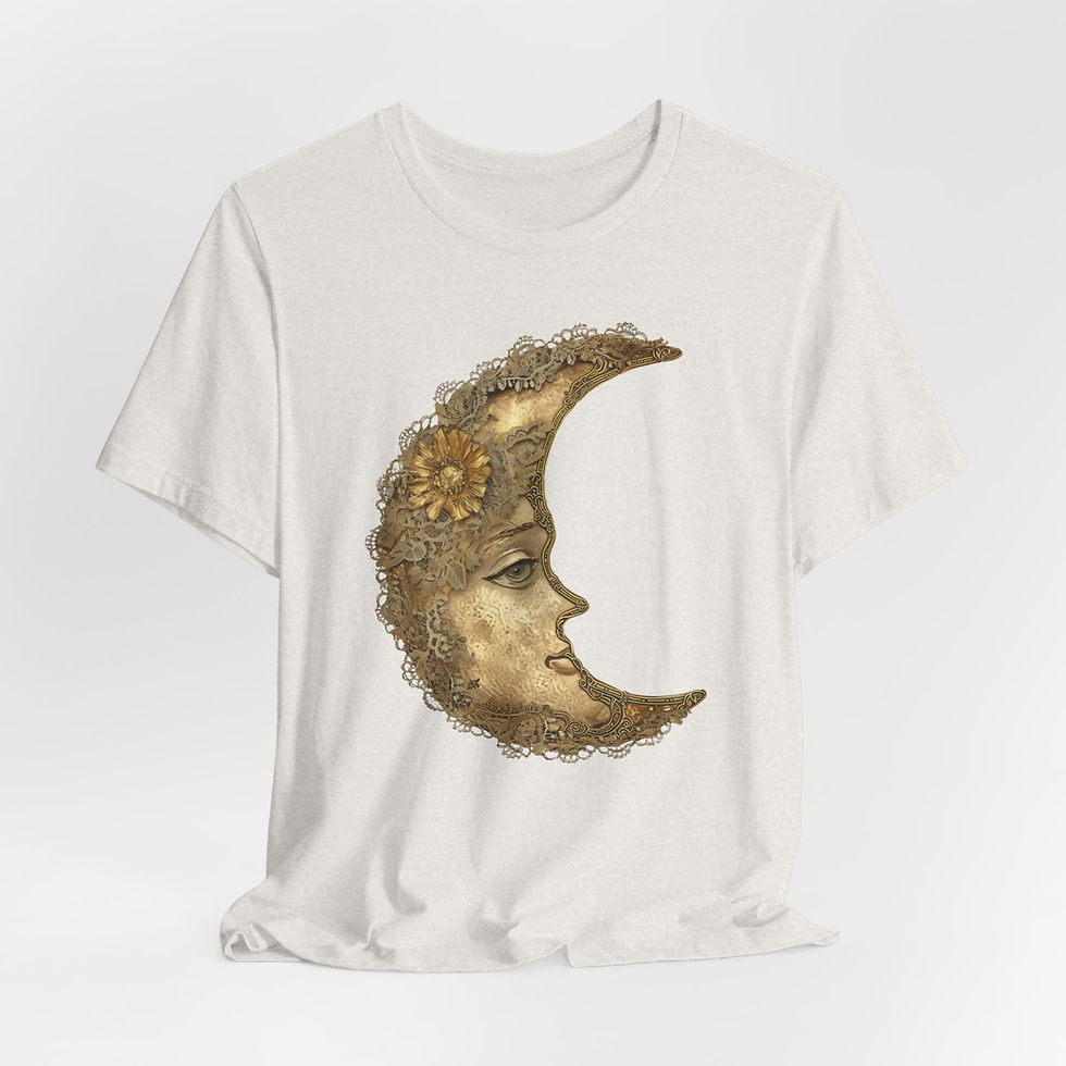 Thumbnail: Shabby Crescent Moon T-Shirt Vintage Celestial Boho Witchy Trendy Artistic Gift 