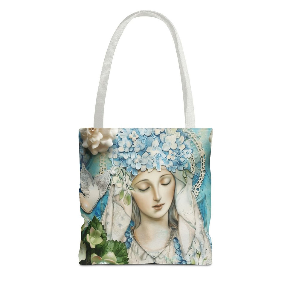 Thumbnail: Shabby Virgin Mary Tote Bag Mother Mary Vintage Religious Peaceful Catholic Gift