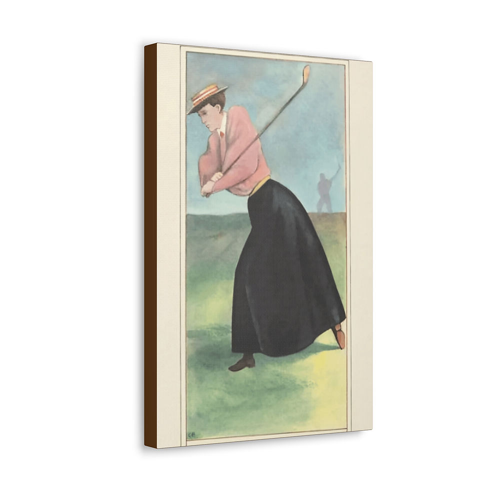 Thumbnail: Vintage Golf Canvas Art Victorian Woman Golfer Antique Golfing Print Wall Decor 