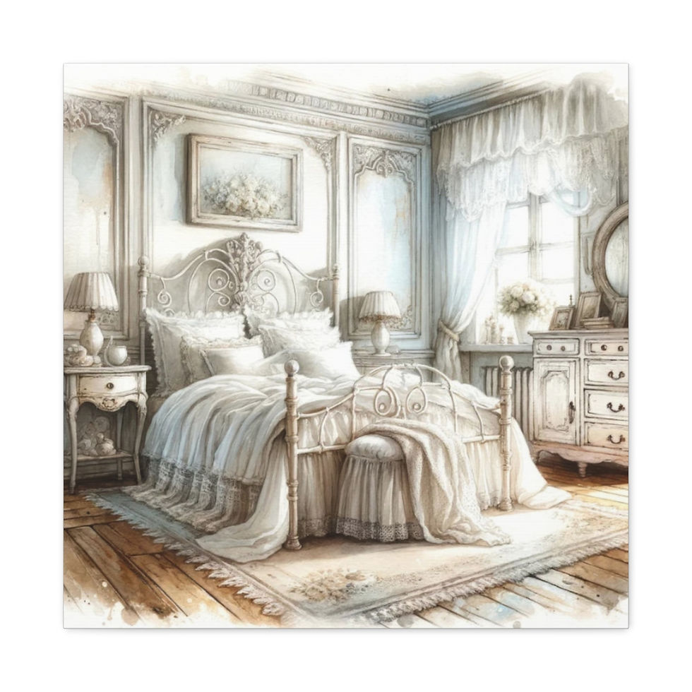 Thumbnail: French Country Canvas Art Romantic Print Shabby Cottage White Bedroom Decor