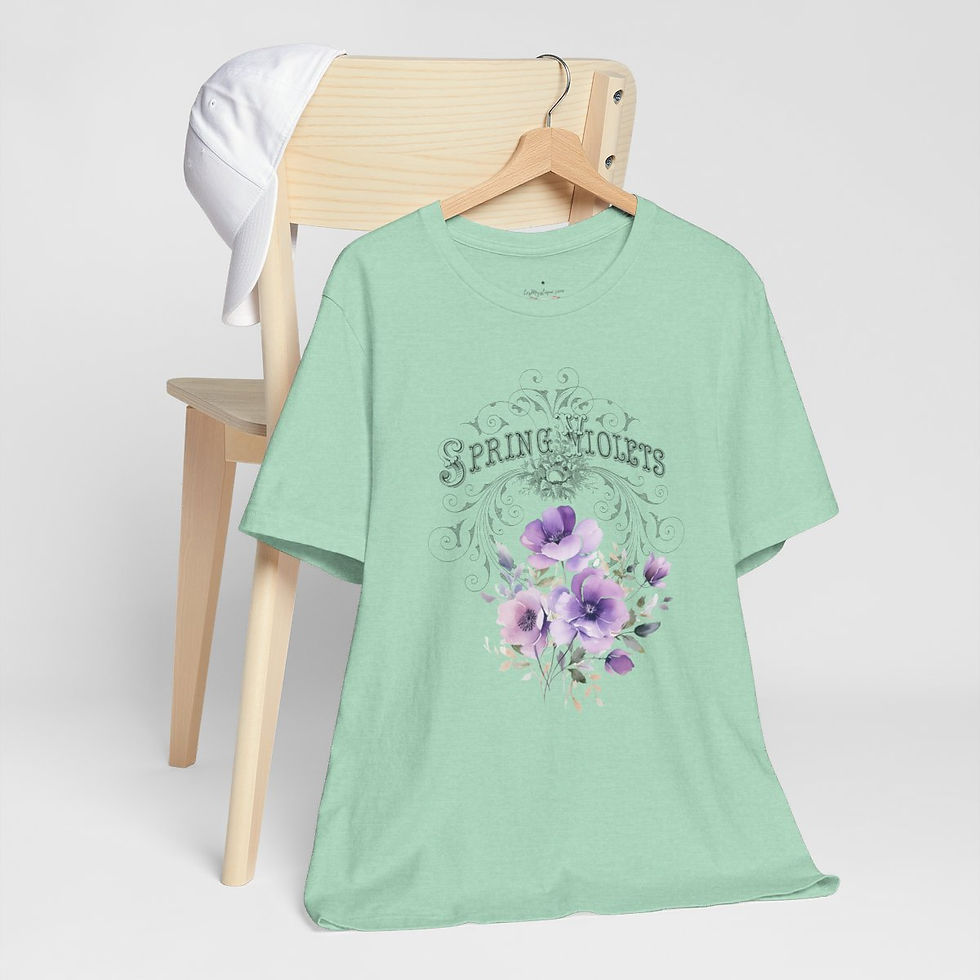 Thumbnail: Summer T-Shirt Spring Violets Art Tee Trendy Apparel Artistic Gifts