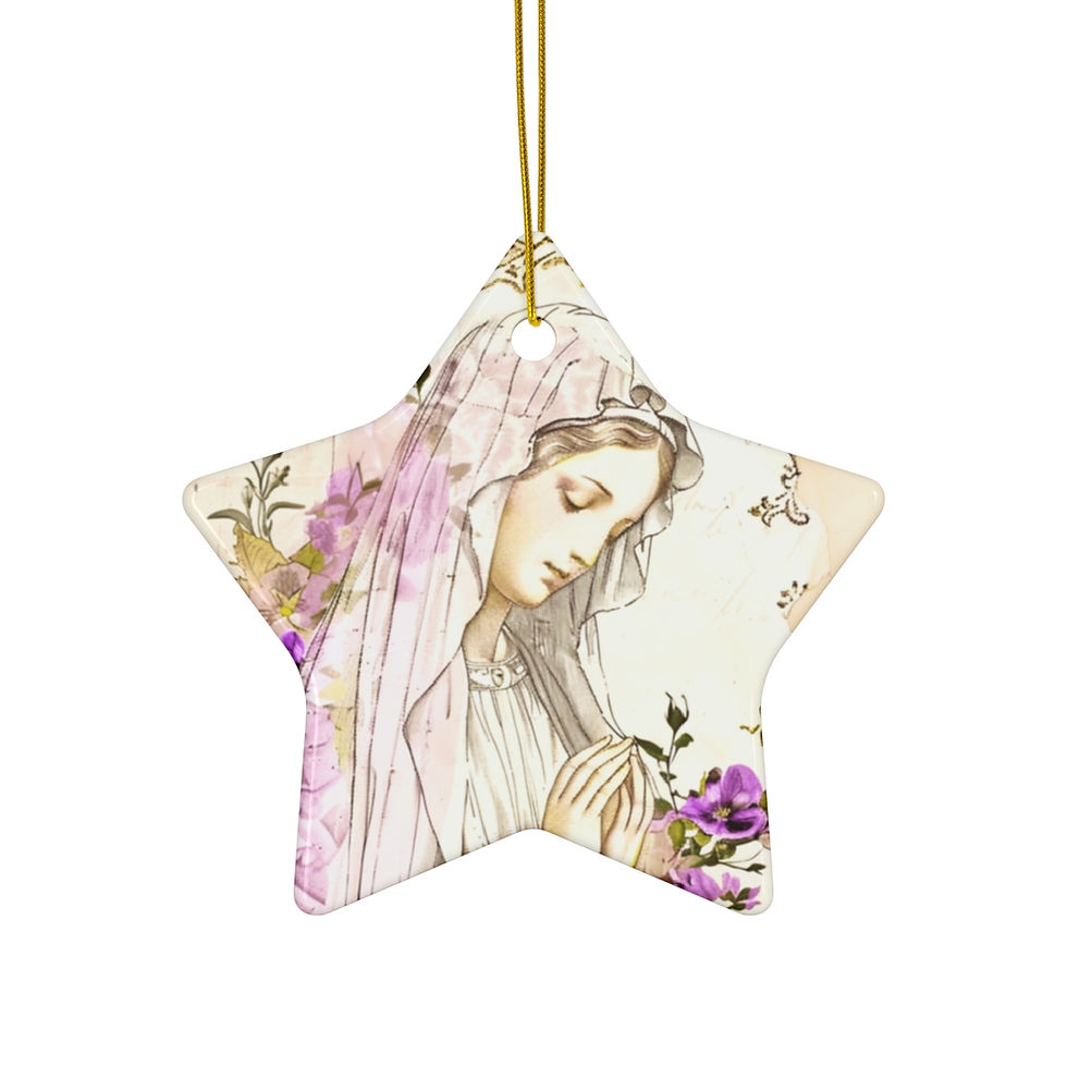 Thumbnail: Praying Virgin Mary Ornament Pink Shabby Cottage Christmas Decor Catholic Gift
