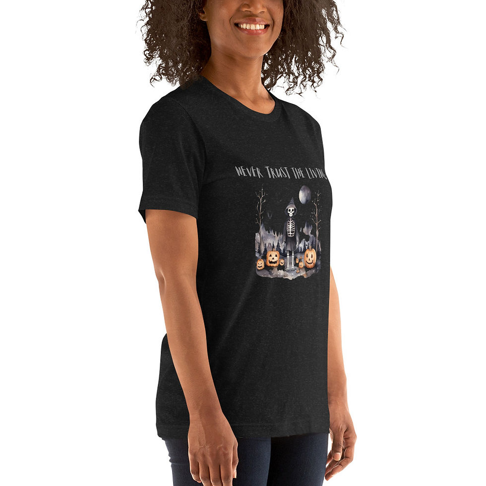 Thumbnail: Artistic T-shirt Never Trust the Living Halloween theme Unisex Tee