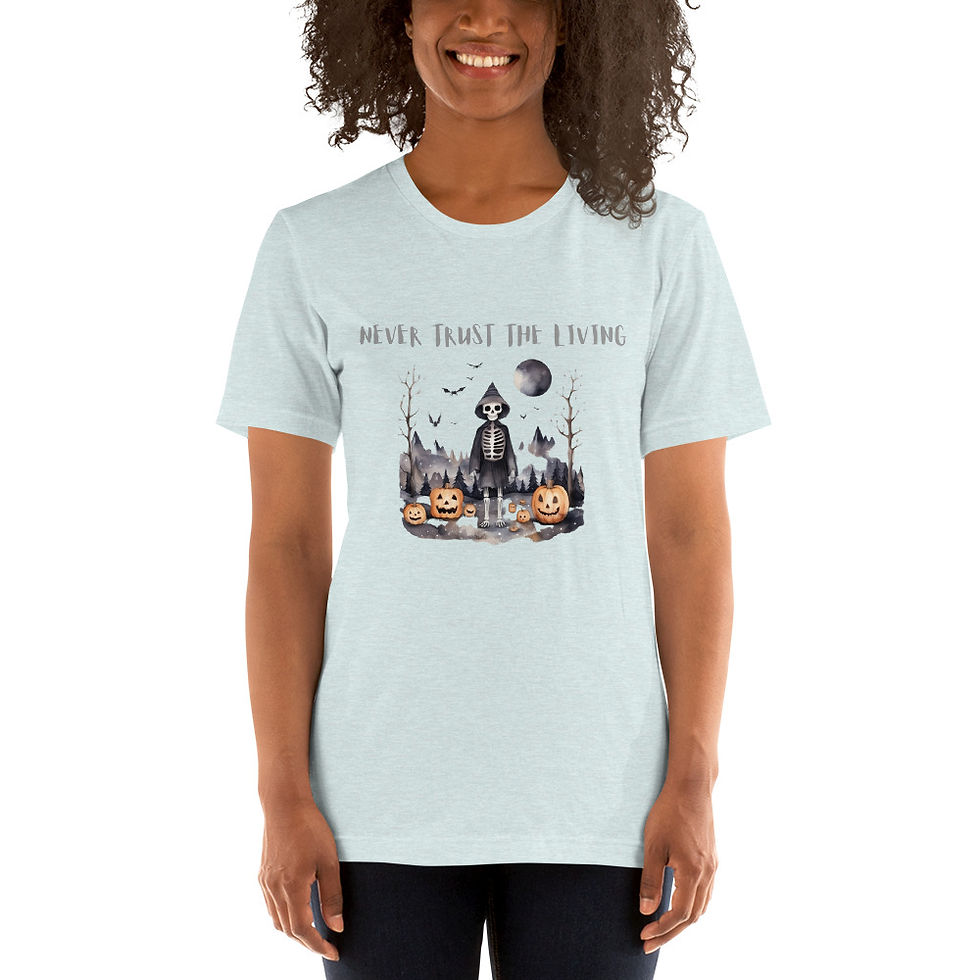 Thumbnail: Artistic T-shirt Never Trust the Living Halloween theme Unisex Tee