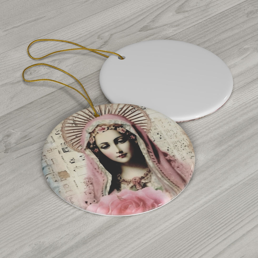 Thumbnail: Shabby Virgin Mary Ornament Distressed Cottage Christmas Decor Catholic Gifts