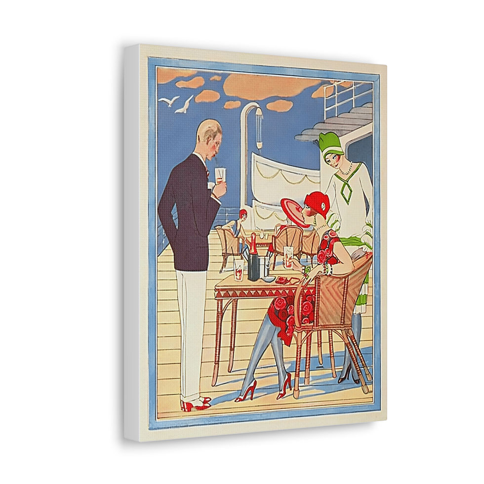 Thumbnail: Summer Canvas Art Deco Print Ocean Cruise Afternoon Cocktails Wall decor