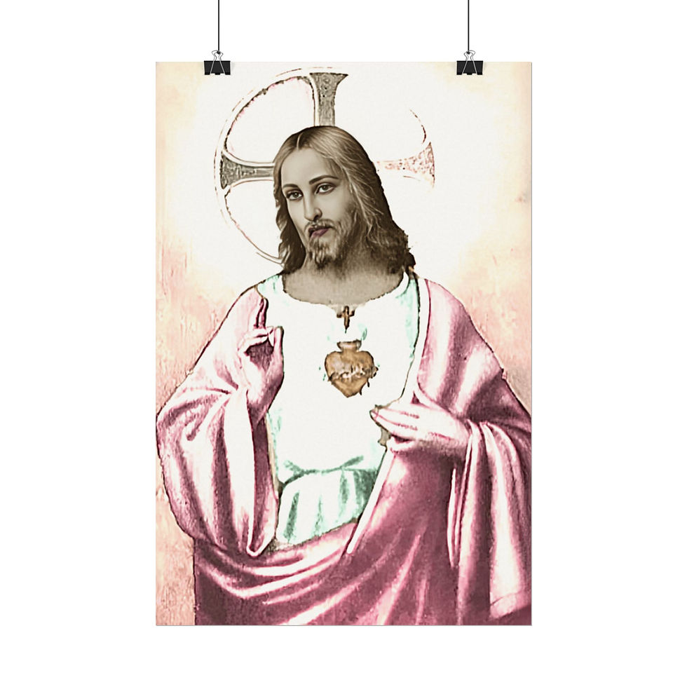 Thumbnail: French Catholic Art Sacred Heart of Jesus Religious Christian Textured Print