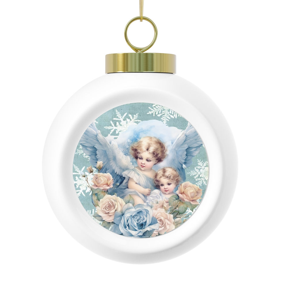 Thumbnail: Shabby Christmas Ornament Victorian Angels Art Ornament Blue Holiday Decor
